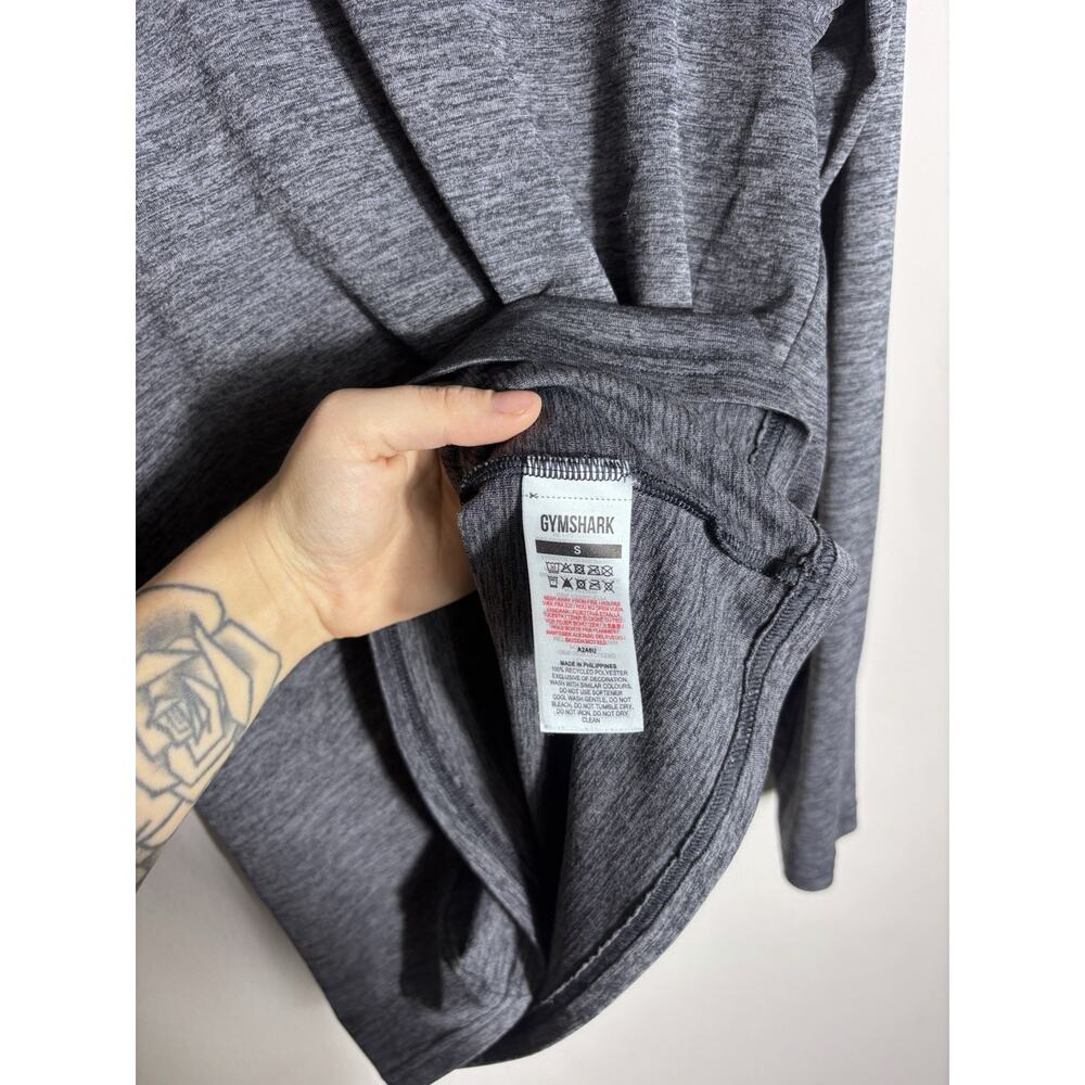 Gymshark Men's Long Sleeve Training Shirt Marl Gray Size Small Activewear Logo - Picture 3 of 4